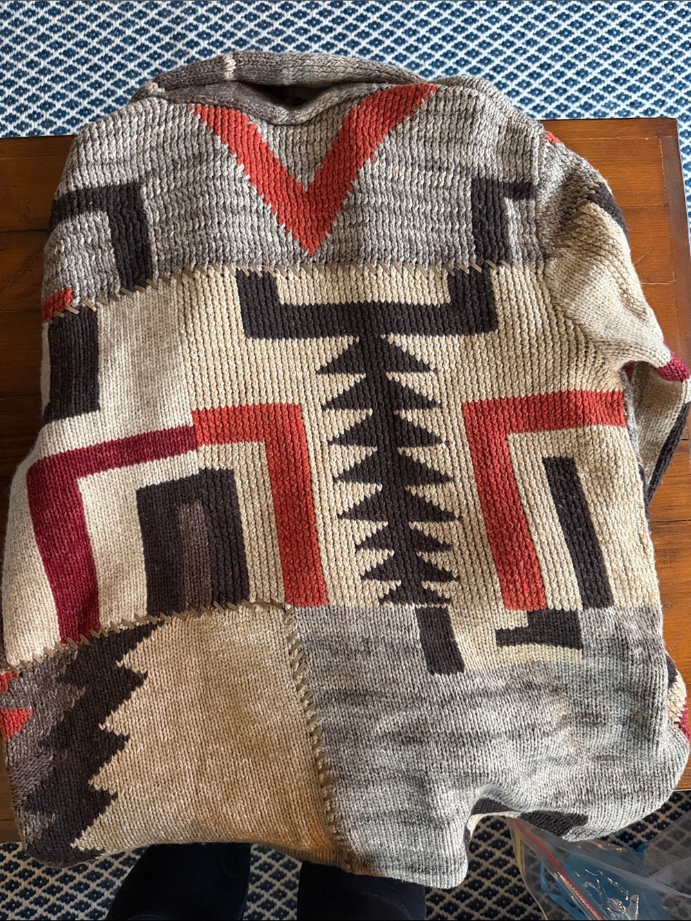 Polo Ralph Lauren Southwestern Knit Shawl Collar Cardigan - Brown & Cream - Picture 7 of 7